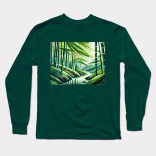 Baboo forest with river Long Sleeve T-Shirt